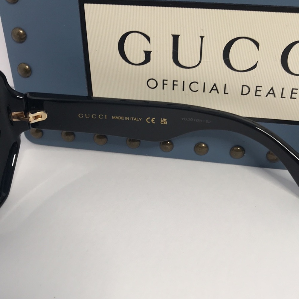 NEW GUCCI GG1242S 001 OVERSIZED ROUND WOMEN’S SUNGLASSES GUCCI GG1242S BLACK - Picture 8 of 11